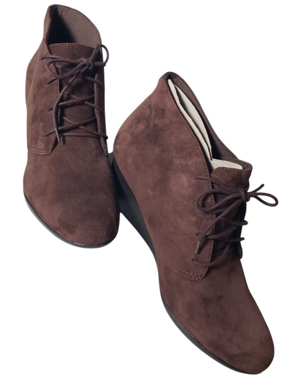 Clarks Crystal Peri Suede Chocolate Dressy Wedge Booties 11 Career Fall Office